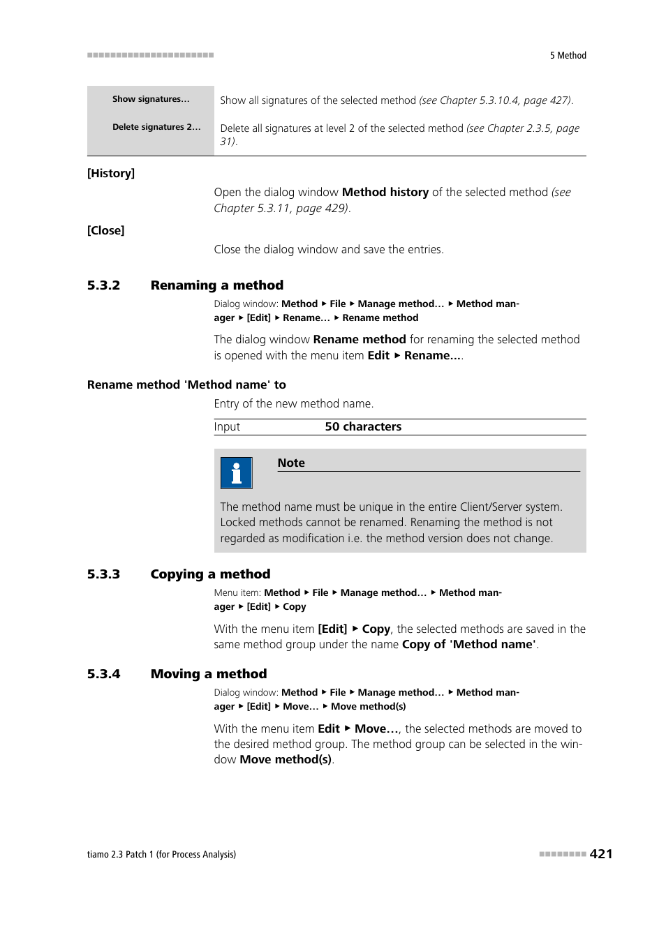 2 renaming a method, 3 copying a method, 4 moving a method | Renaming a method, Copying a method, Moving a method | Metrohm tiamo 2.3 Patch 1 (process analysis) User Manual | Page 437 / 1795
