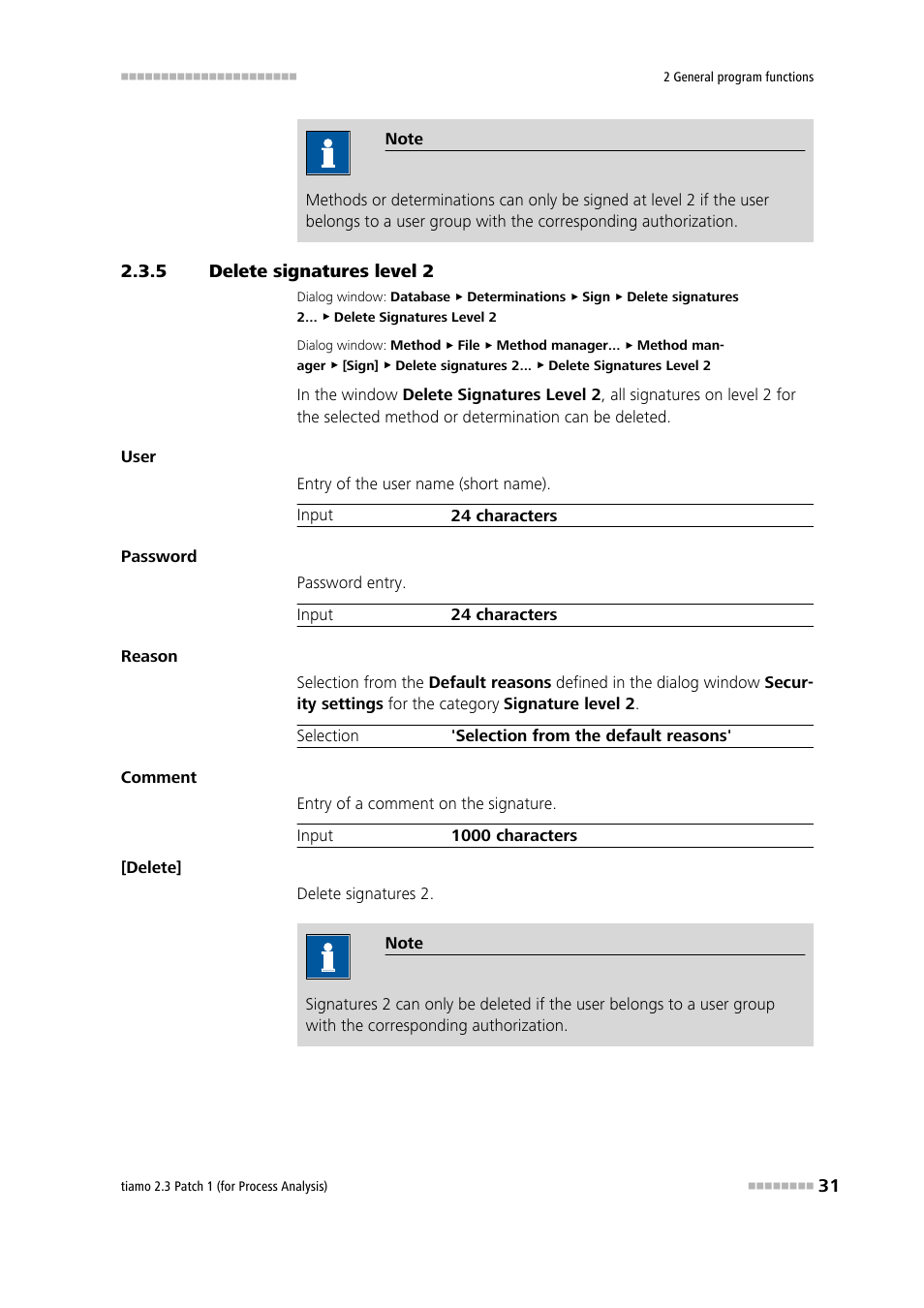 5 delete signatures level 2, Delete signatures level 2 | Metrohm tiamo 2.3 Patch 1 (process analysis) User Manual | Page 47 / 1795