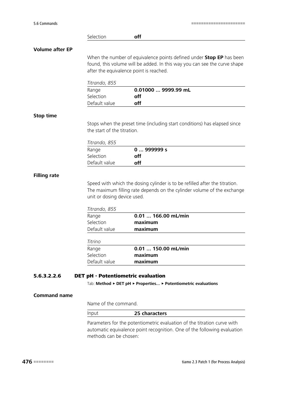 6 det ph - potentiometric evaluation, Potentiometric evaluation | Metrohm tiamo 2.3 Patch 1 (process analysis) User Manual | Page 492 / 1795