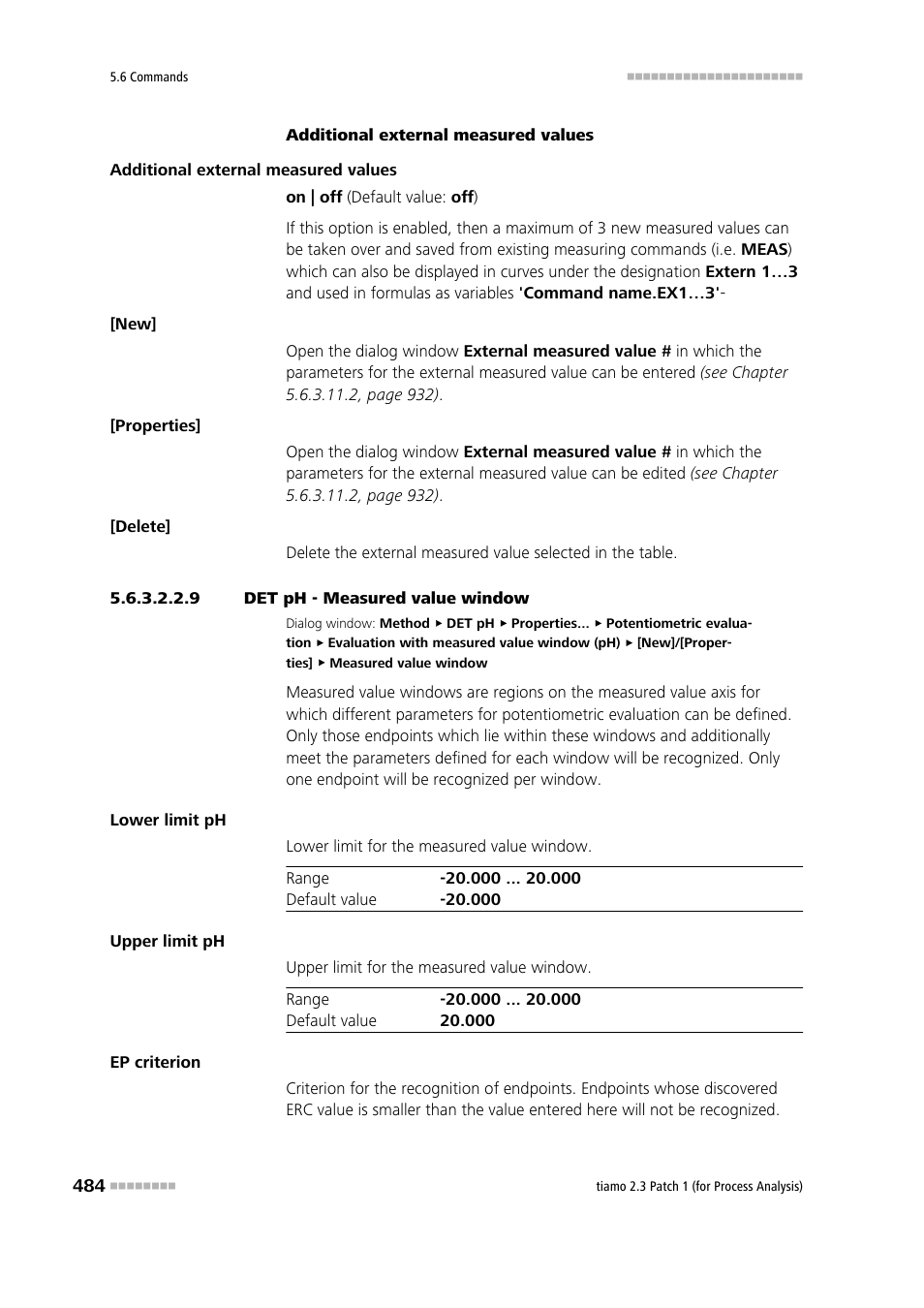 9 det ph - measured value window | Metrohm tiamo 2.3 Patch 1 (process analysis) User Manual | Page 500 / 1795