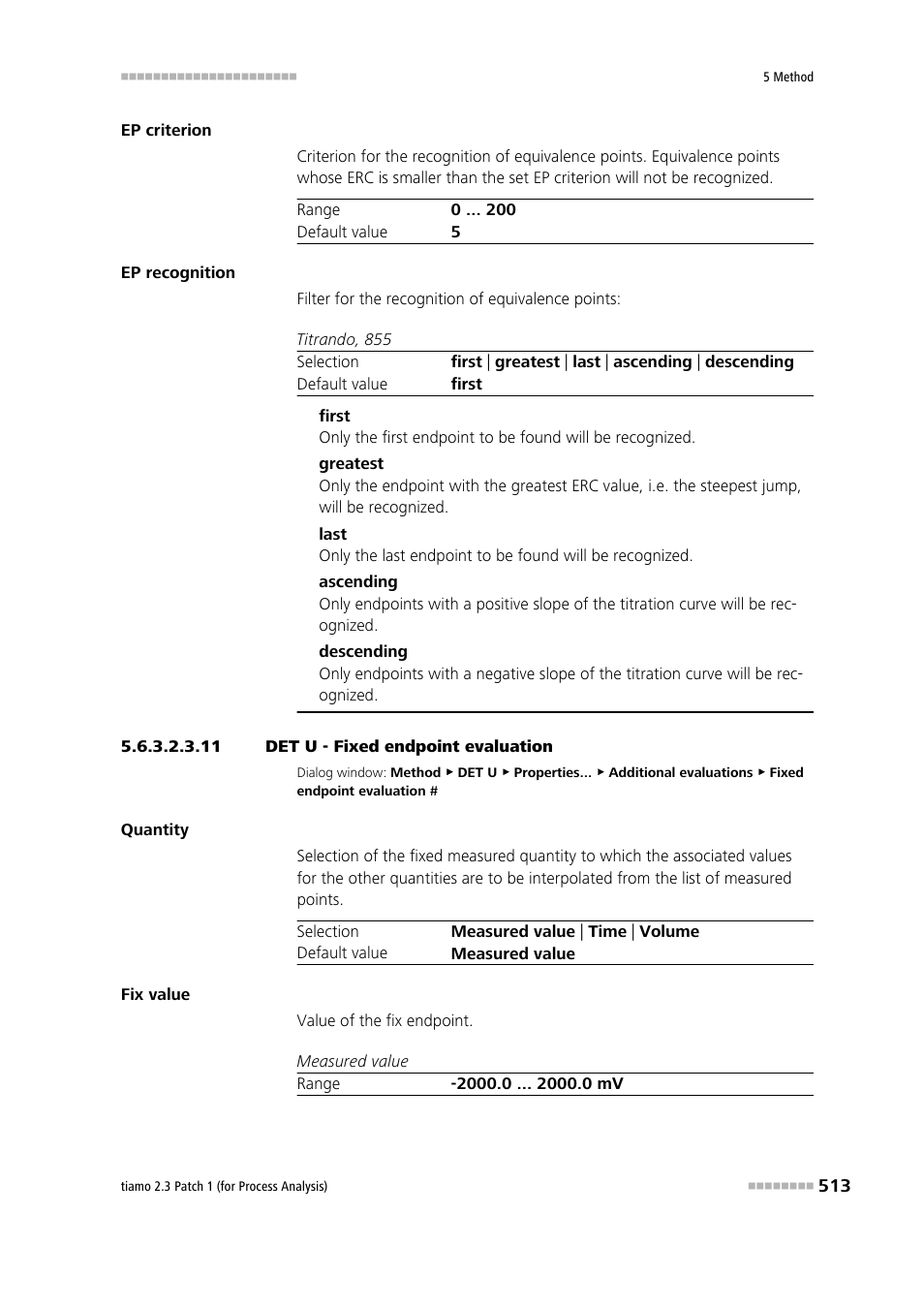 11 det u - fixed endpoint evaluation | Metrohm tiamo 2.3 Patch 1 (process analysis) User Manual | Page 529 / 1795