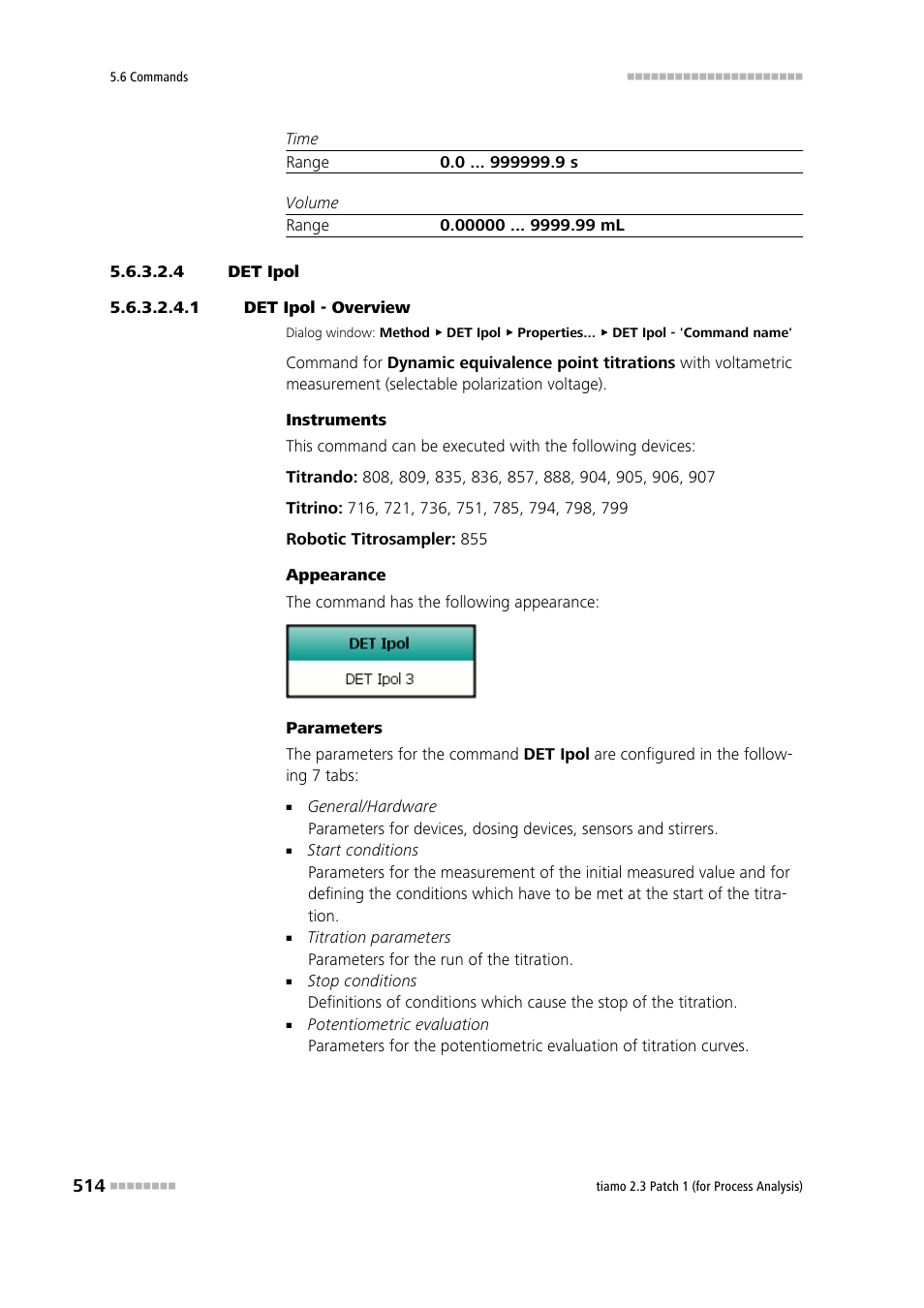 4 det ipol, 1 det ipol - overview, Det u | Metrohm tiamo 2.3 Patch 1 (process analysis) User Manual | Page 530 / 1795