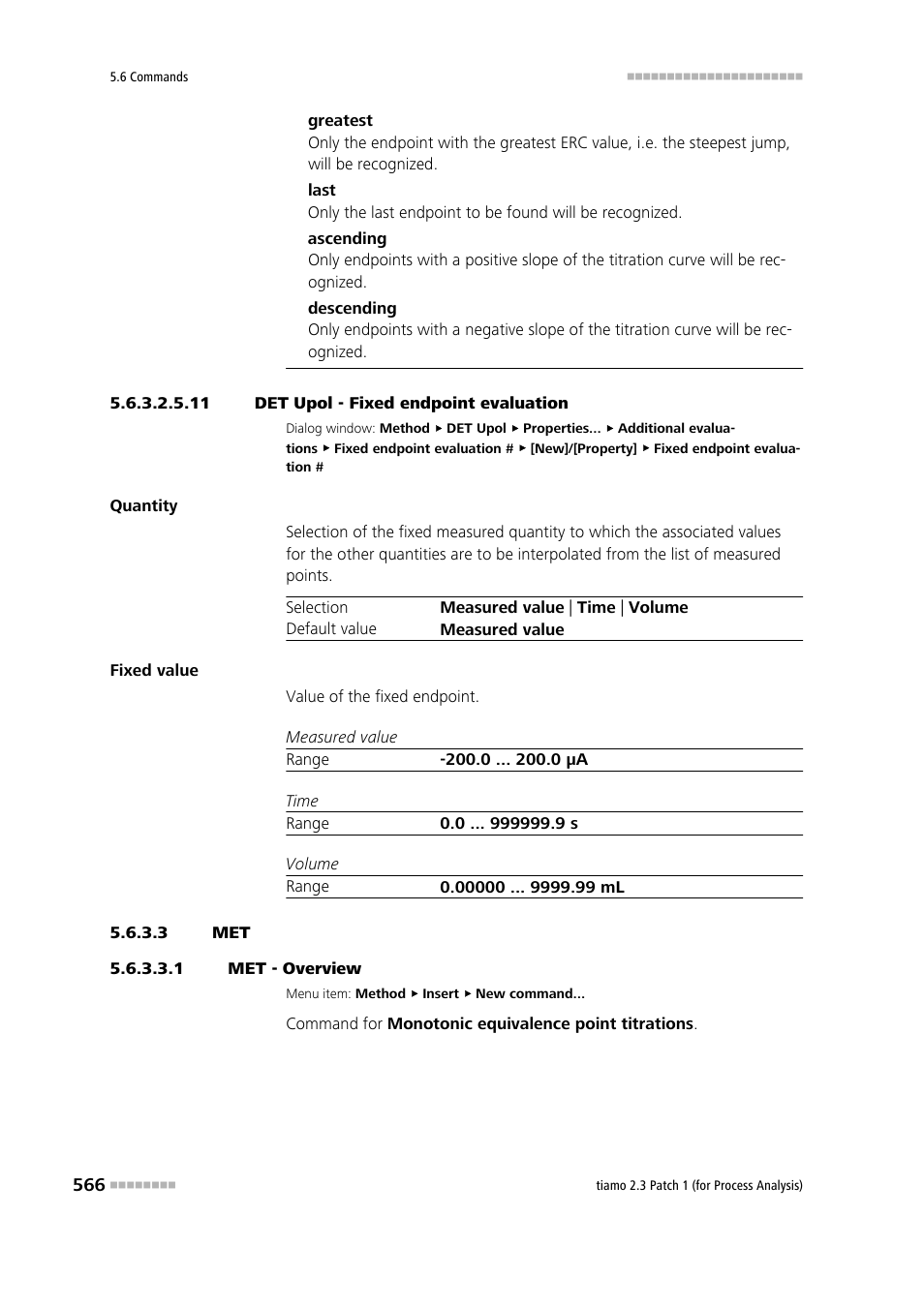 11 det upol - fixed endpoint evaluation, 3 met, 1 met - overview | Metrohm tiamo 2.3 Patch 1 (process analysis) User Manual | Page 582 / 1795