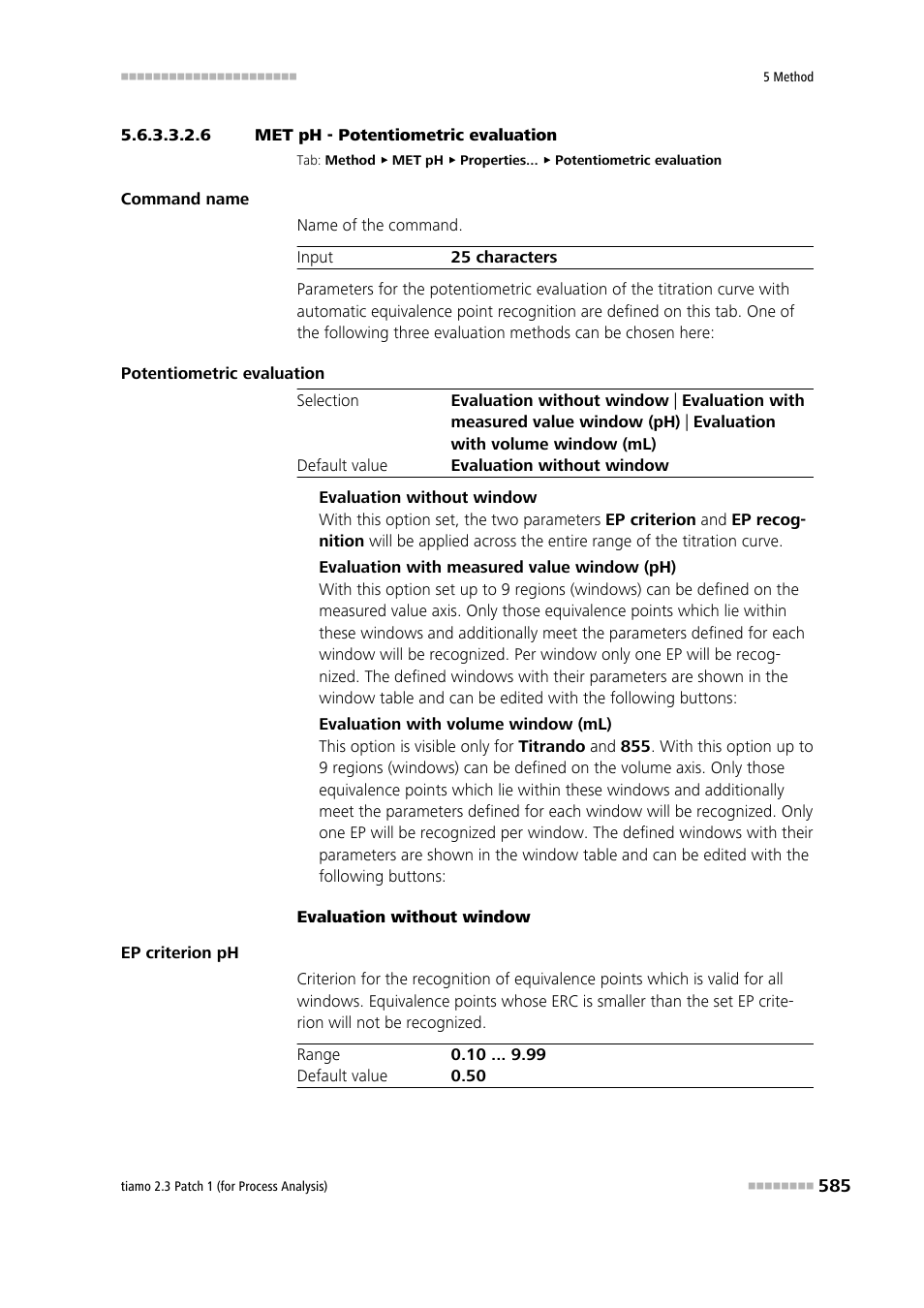 6 met ph - potentiometric evaluation, Potentiometric evaluation | Metrohm tiamo 2.3 Patch 1 (process analysis) User Manual | Page 601 / 1795