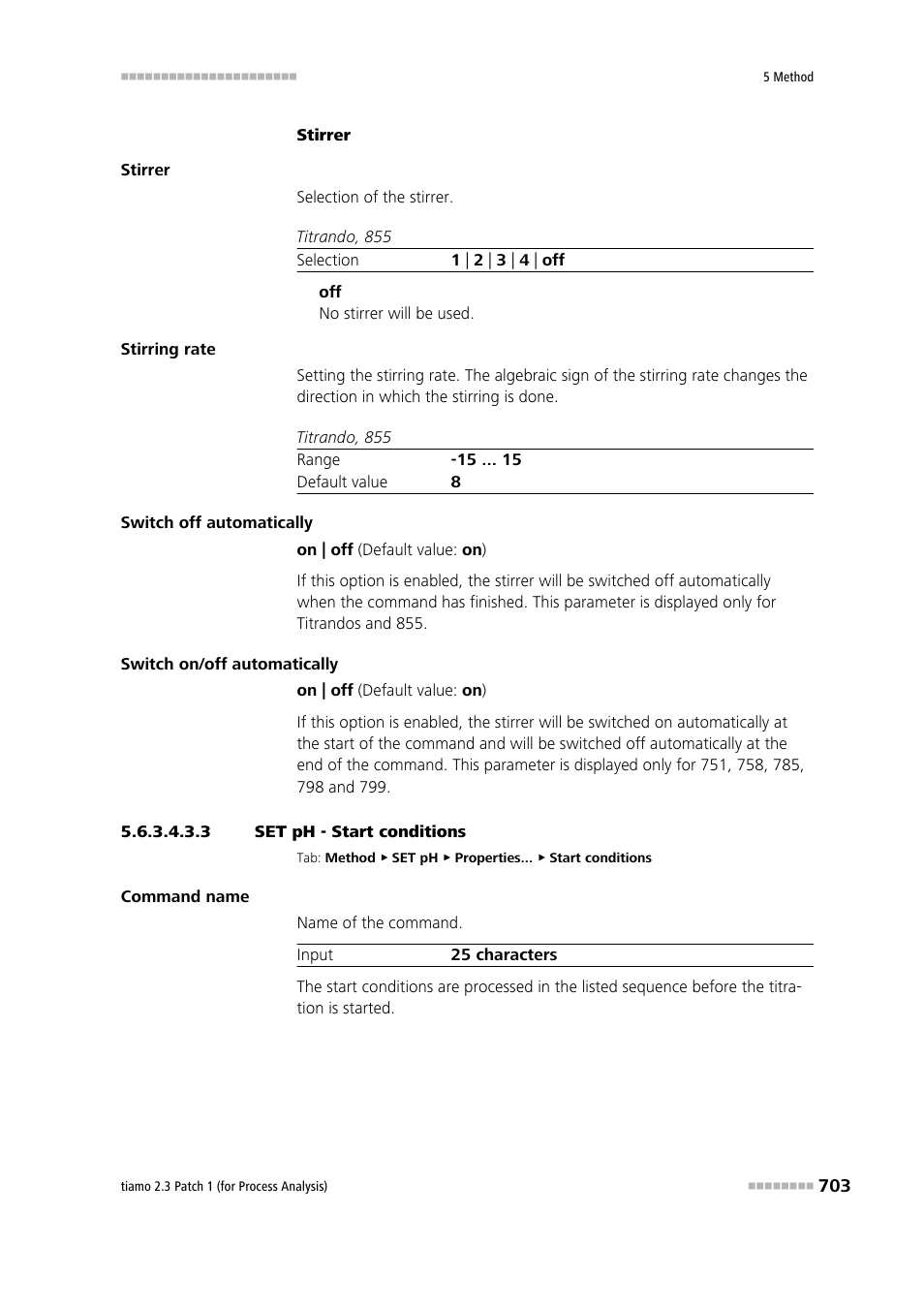 3 set ph - start conditions, Start conditions | Metrohm tiamo 2.3 Patch 1 (process analysis) User Manual | Page 719 / 1795
