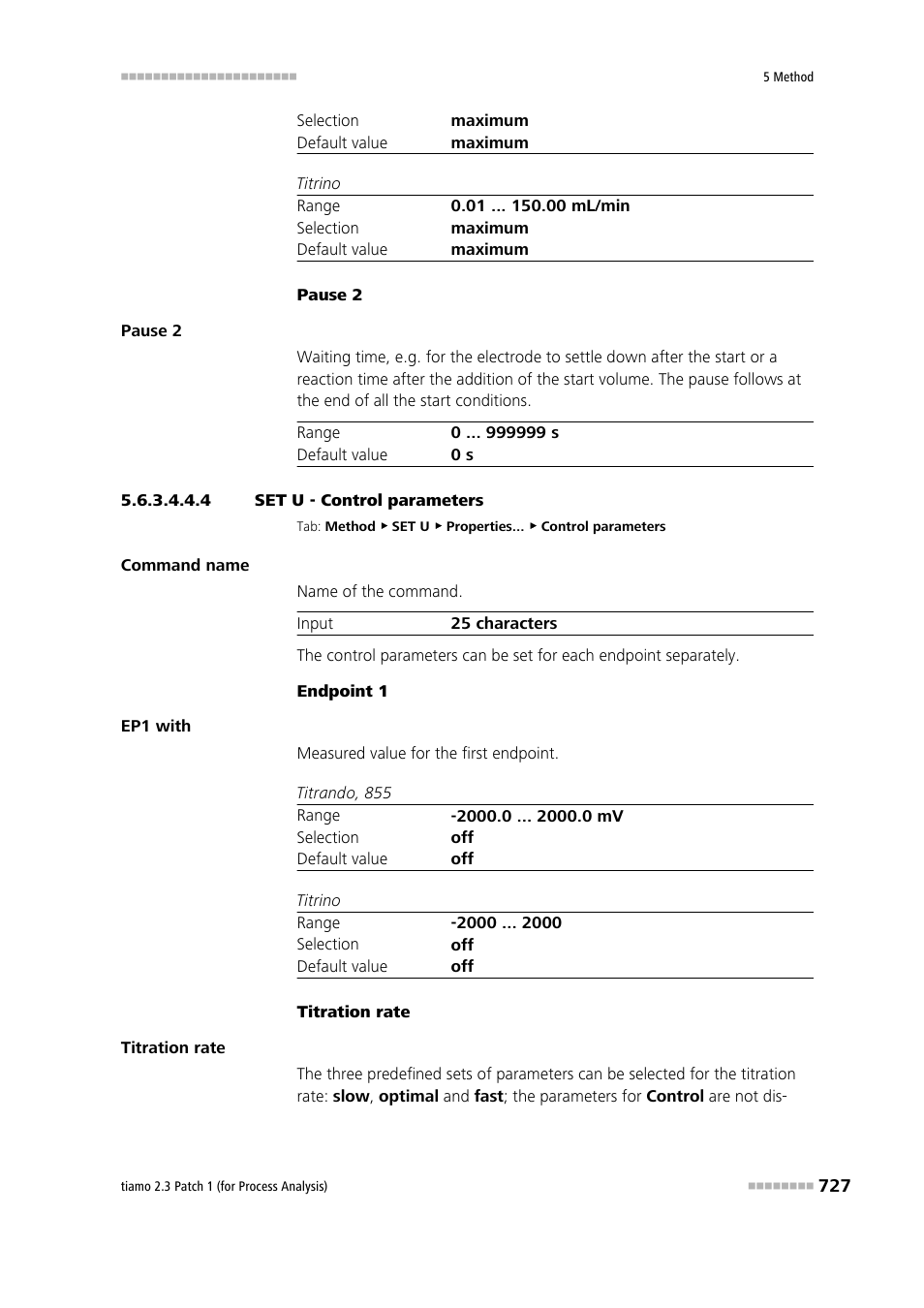 4 set u - control parameters | Metrohm tiamo 2.3 Patch 1 (process analysis) User Manual | Page 743 / 1795