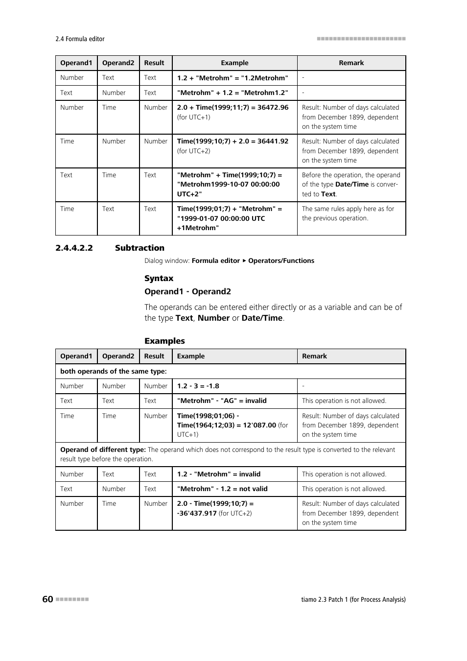 2 subtraction, Subtraction | Metrohm tiamo 2.3 Patch 1 (process analysis) User Manual | Page 76 / 1795