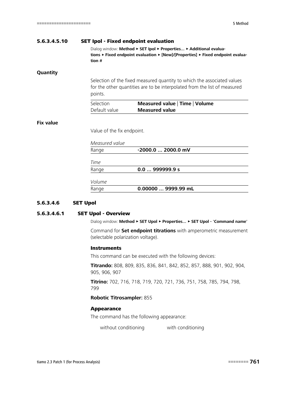 10 set ipol - fixed endpoint evaluation, 6 set upol, 1 set upol - overview | Metrohm tiamo 2.3 Patch 1 (process analysis) User Manual | Page 777 / 1795