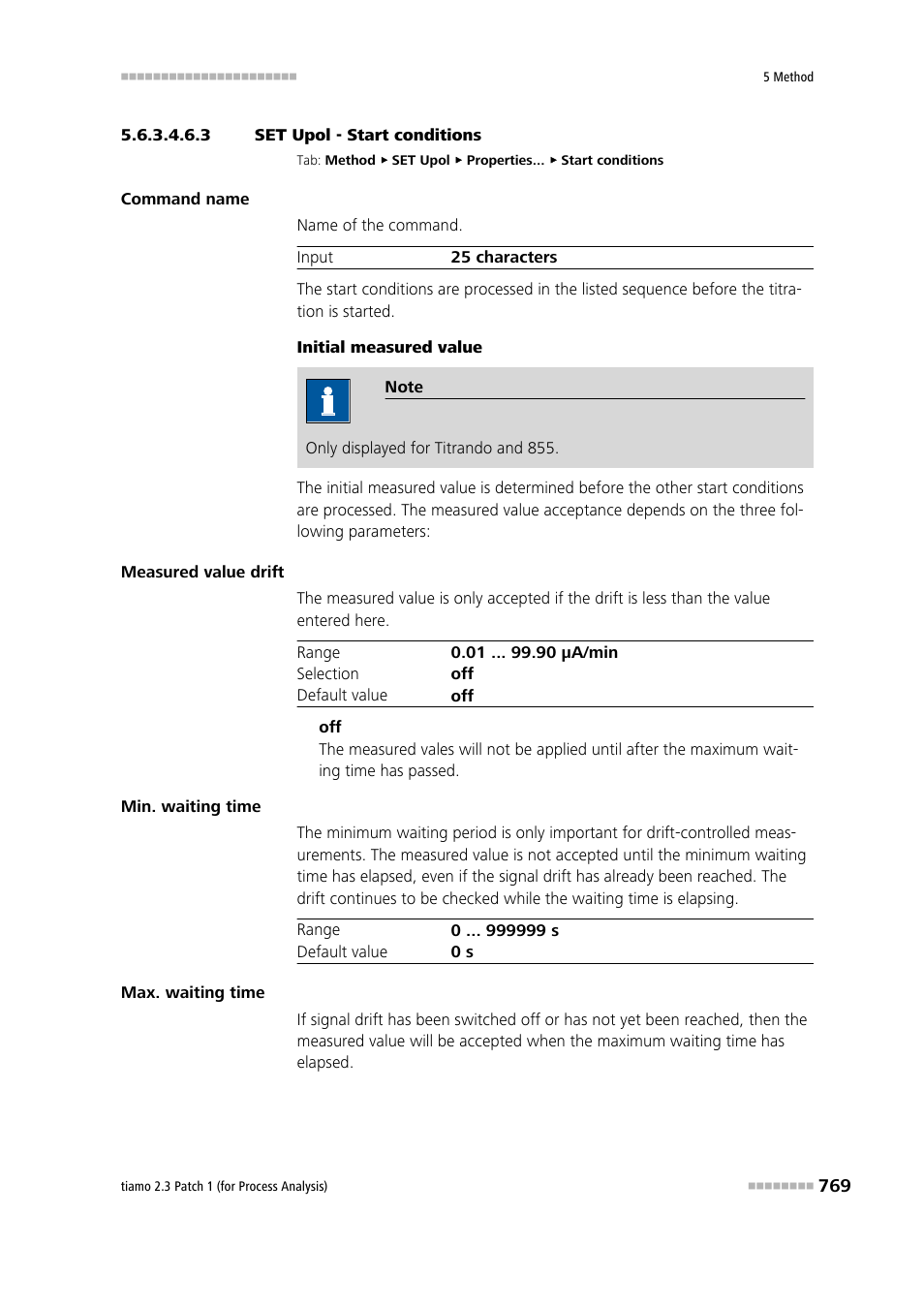 3 set upol - start conditions, Start conditions | Metrohm tiamo 2.3 Patch 1 (process analysis) User Manual | Page 785 / 1795