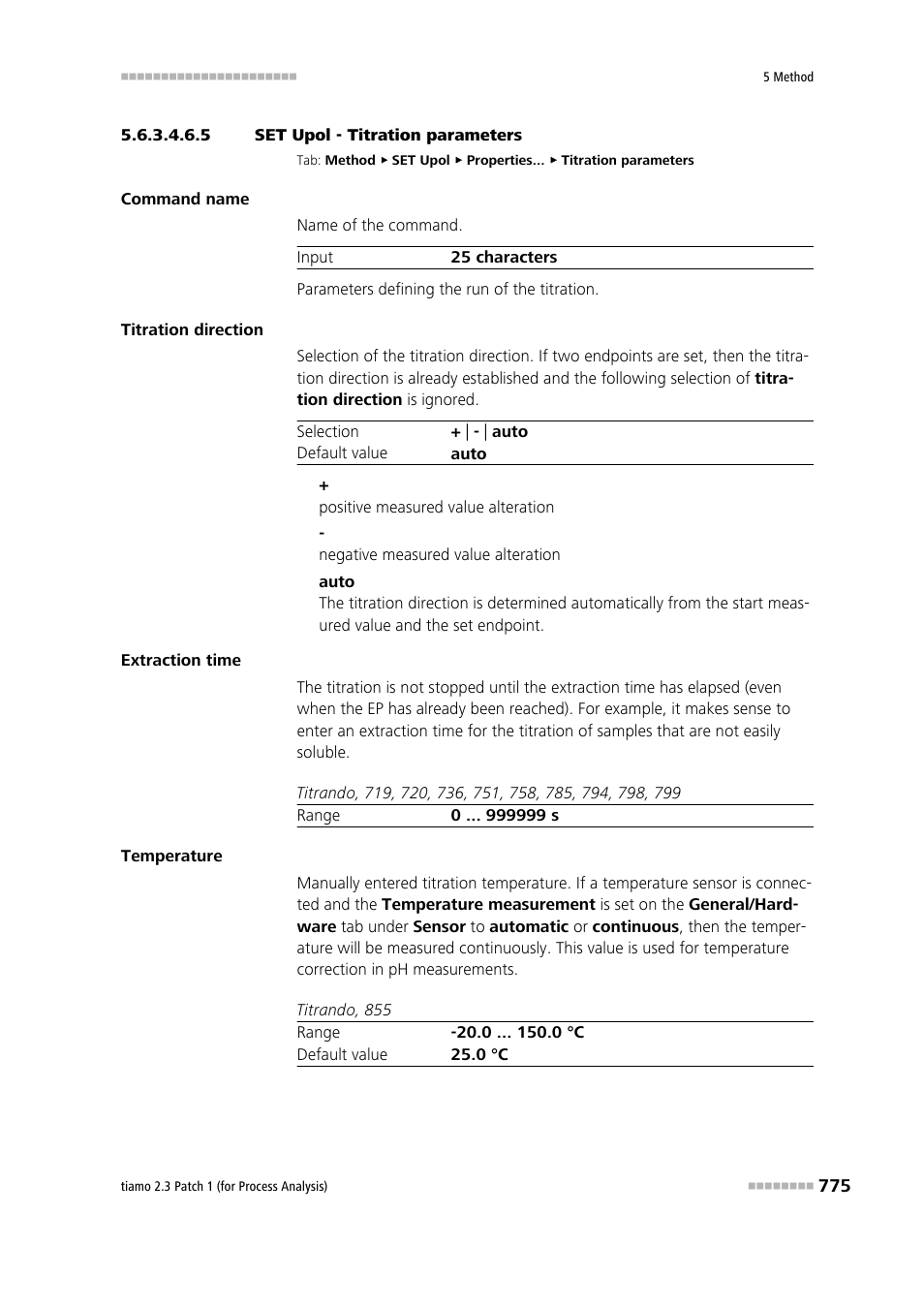 5 set upol - titration parameters, Titration parameters | Metrohm tiamo 2.3 Patch 1 (process analysis) User Manual | Page 791 / 1795