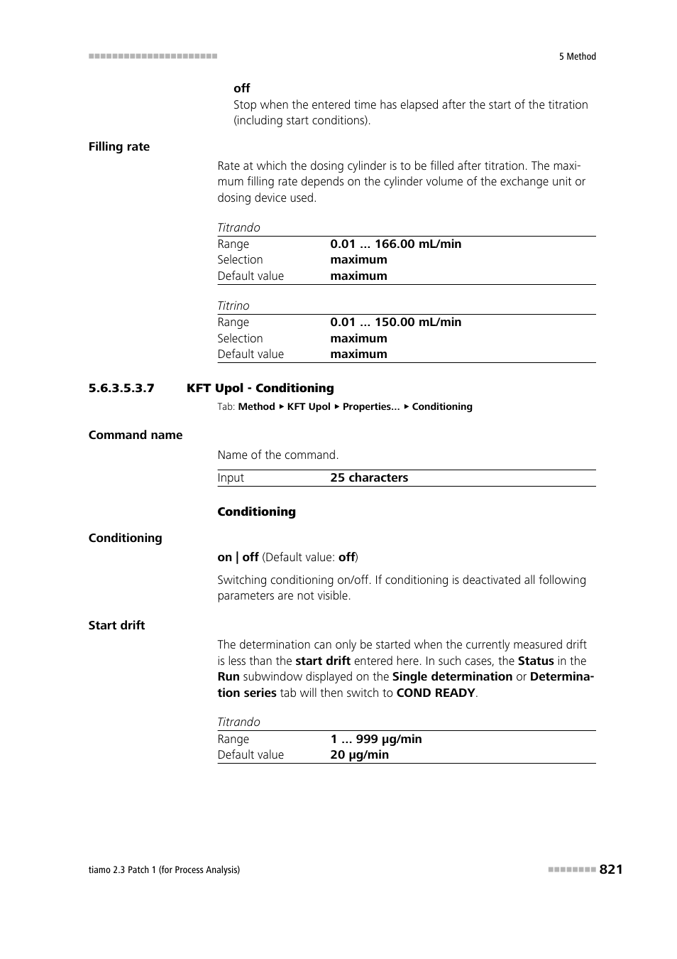 7 kft upol - conditioning, Conditioning | Metrohm tiamo 2.3 Patch 1 (process analysis) User Manual | Page 837 / 1795