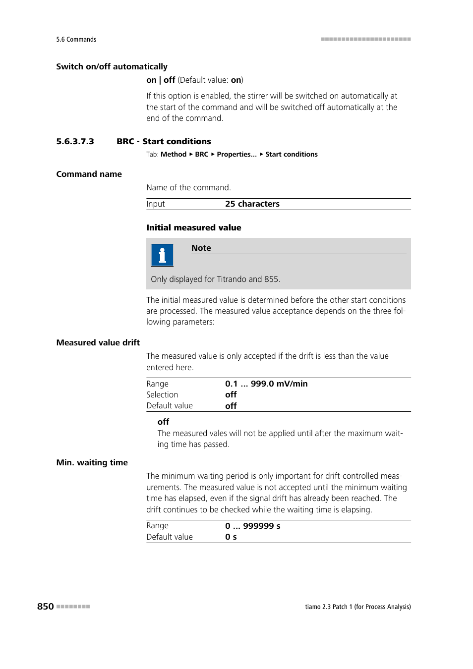 3 brc - start conditions | Metrohm tiamo 2.3 Patch 1 (process analysis) User Manual | Page 866 / 1795