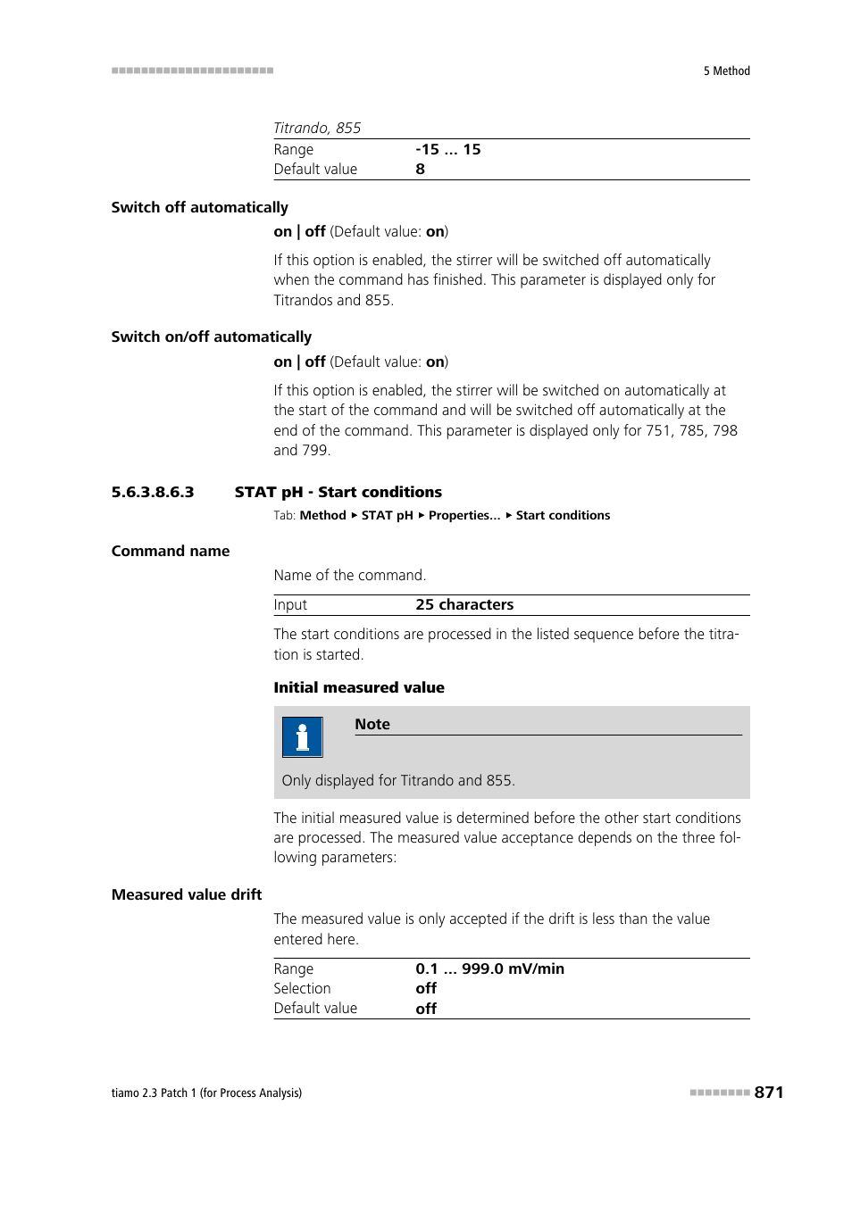3 stat ph - start conditions, Start conditions | Metrohm tiamo 2.3 Patch 1 (process analysis) User Manual | Page 887 / 1795