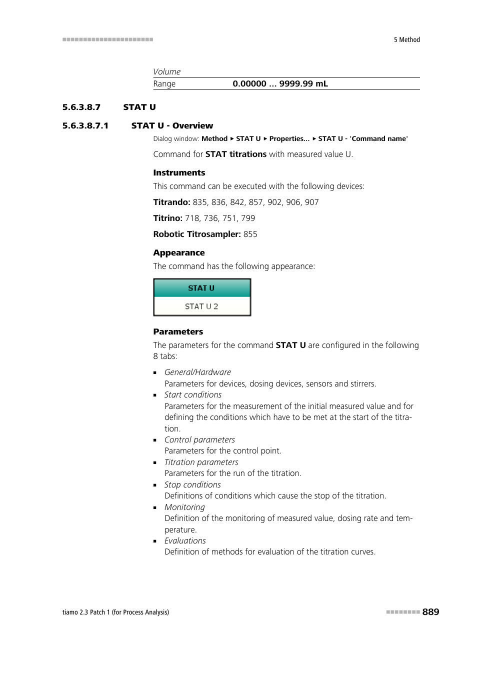 7 stat u, 1 stat u - overview | Metrohm tiamo 2.3 Patch 1 (process analysis) User Manual | Page 905 / 1795