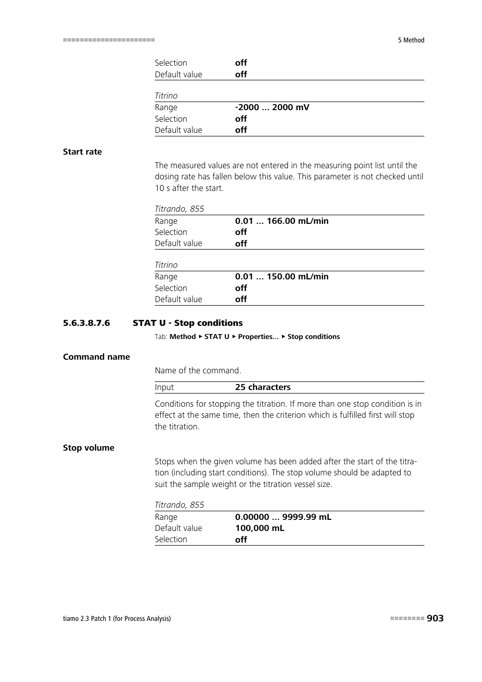 6 stat u - stop conditions, Stop conditions | Metrohm tiamo 2.3 Patch 1 (process analysis) User Manual | Page 919 / 1795