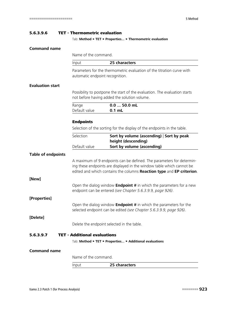 6 tet - thermometric evaluation, 7 tet - additional evaluations | Metrohm tiamo 2.3 Patch 1 (process analysis) User Manual | Page 939 / 1795