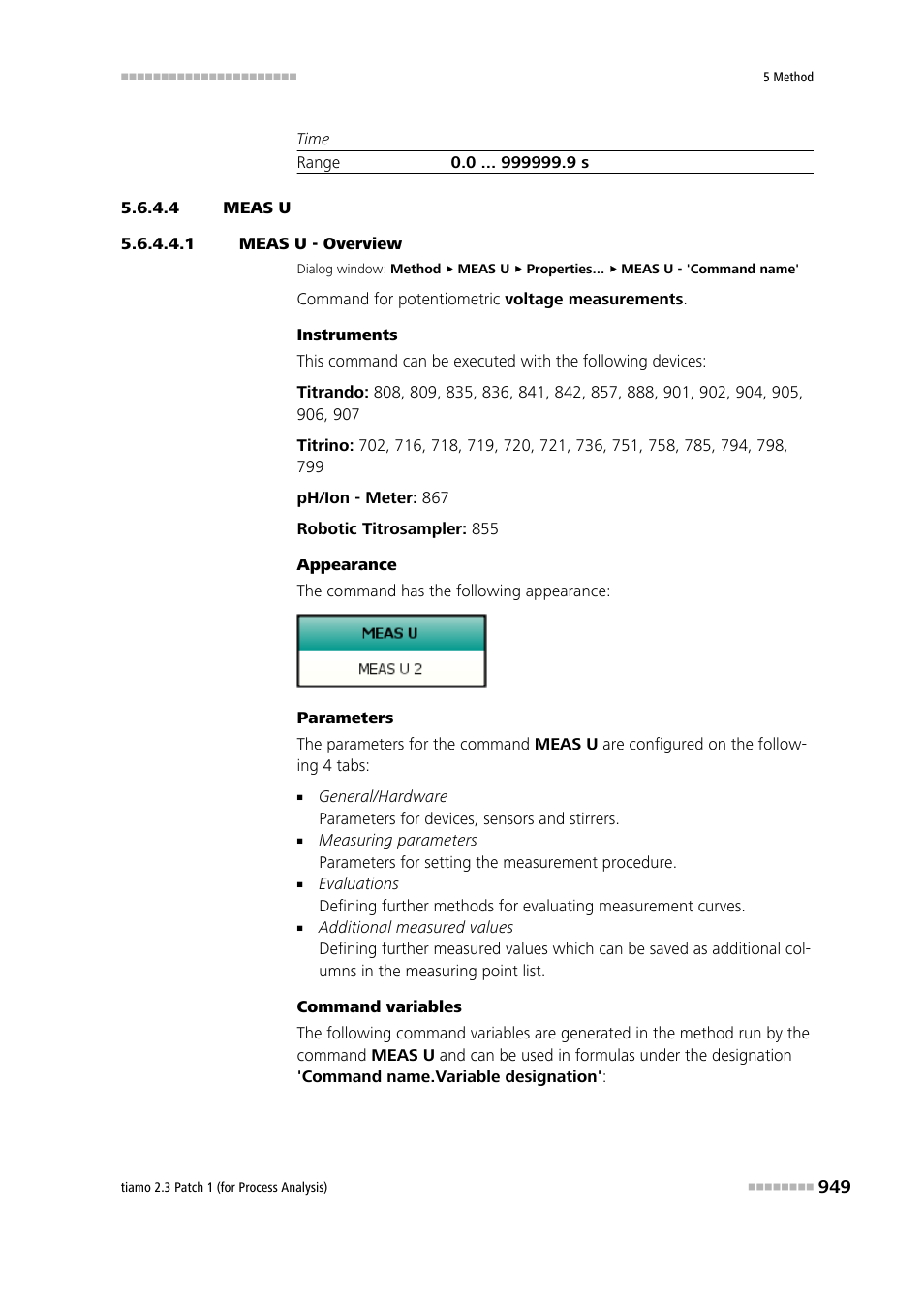 4 meas u, 1 meas u - overview, Meas u | Metrohm tiamo 2.3 Patch 1 (process analysis) User Manual | Page 965 / 1795