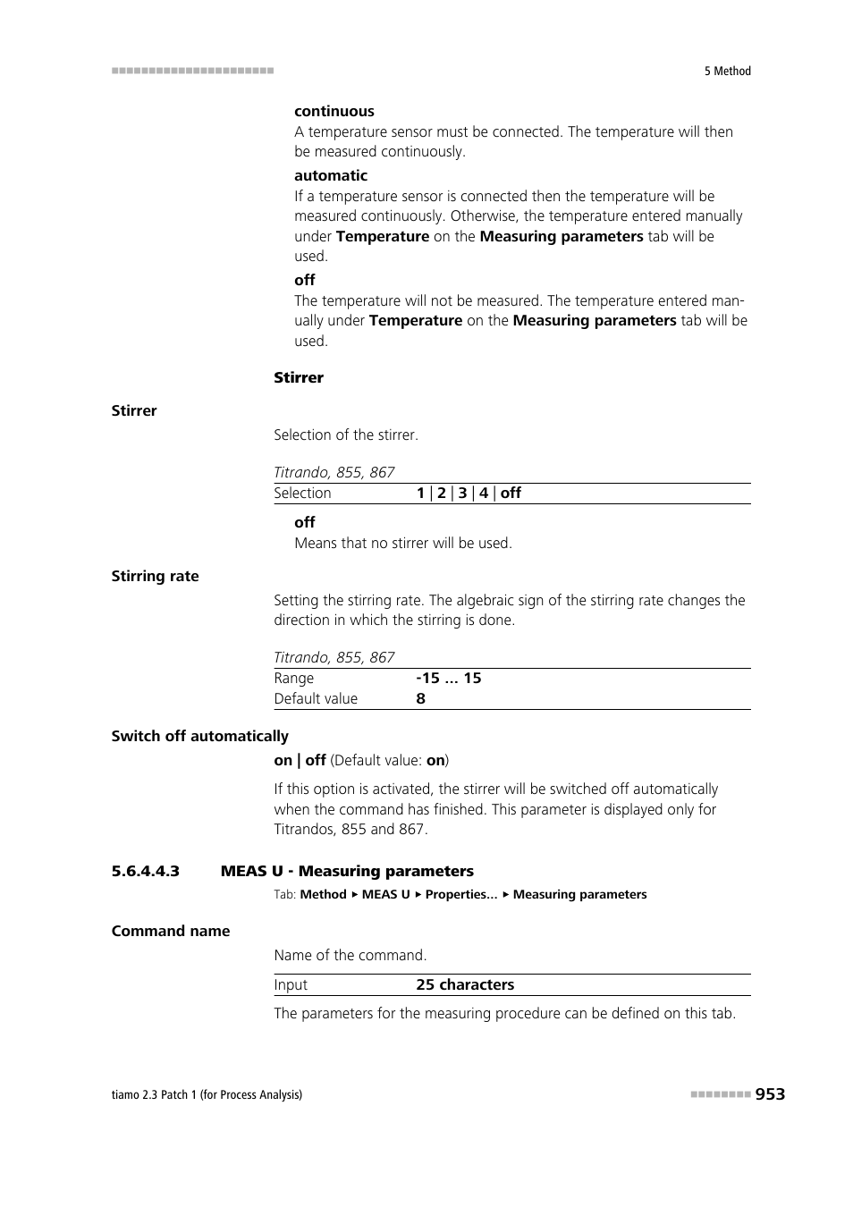 3 meas u - measuring parameters, Measuring parameters | Metrohm tiamo 2.3 Patch 1 (process analysis) User Manual | Page 969 / 1795