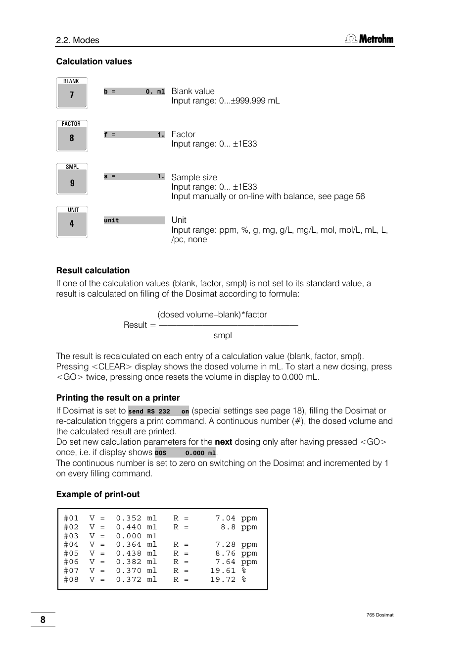 Metrohm 765 Dosimat User Manual | Page 12 / 66