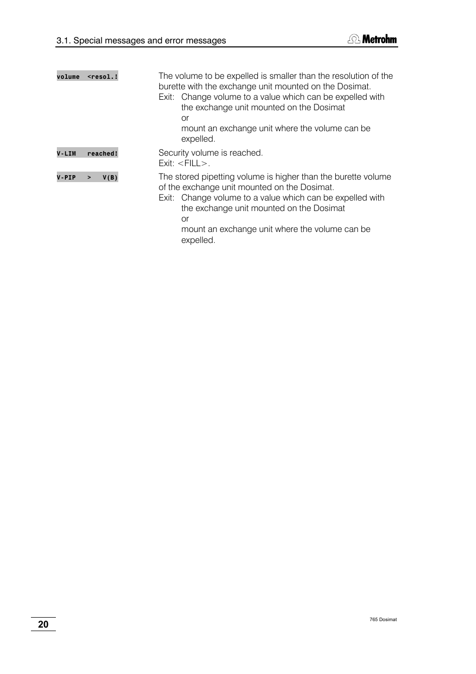 Metrohm 765 Dosimat User Manual | Page 24 / 66