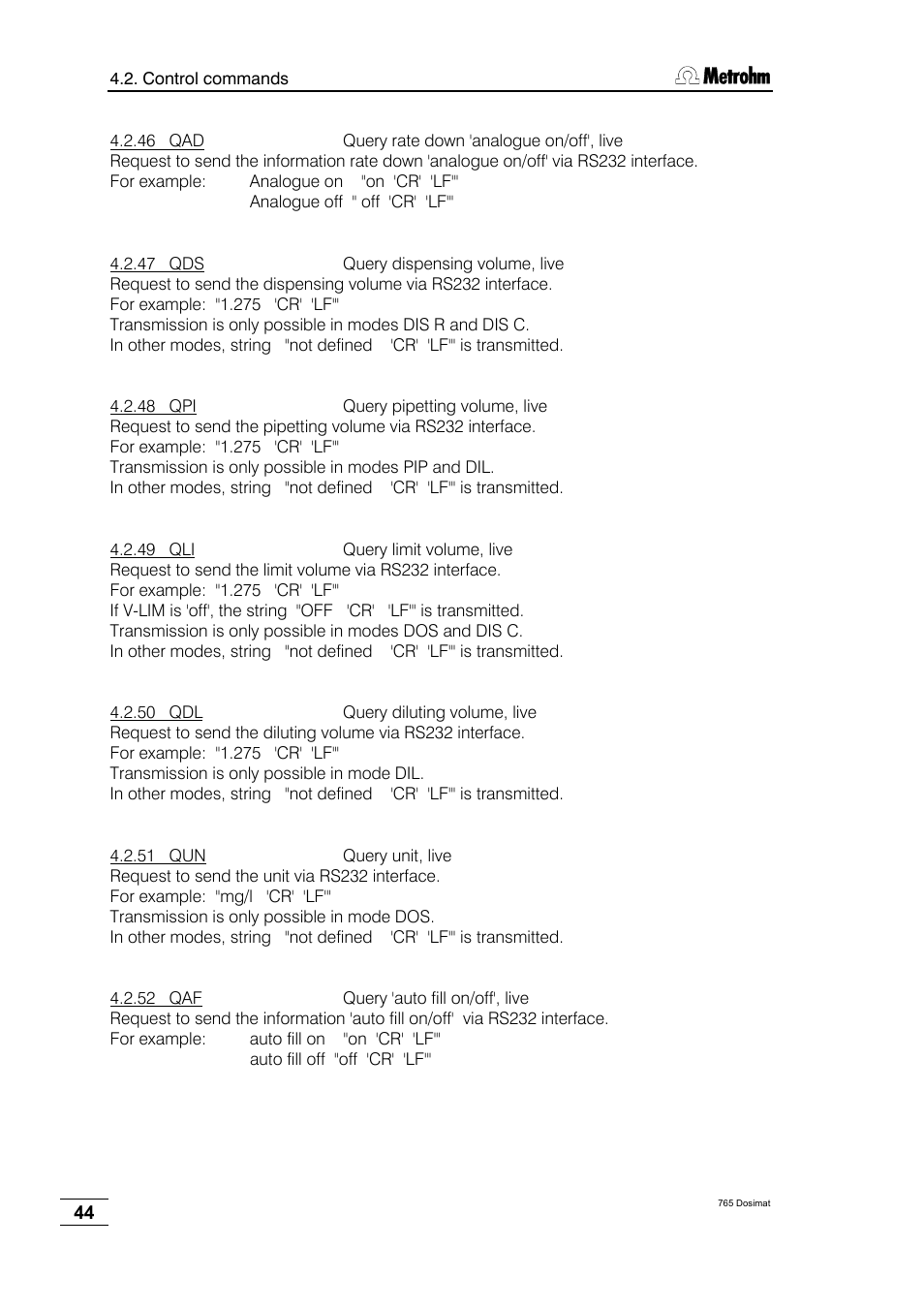 Metrohm 765 Dosimat User Manual | Page 48 / 66