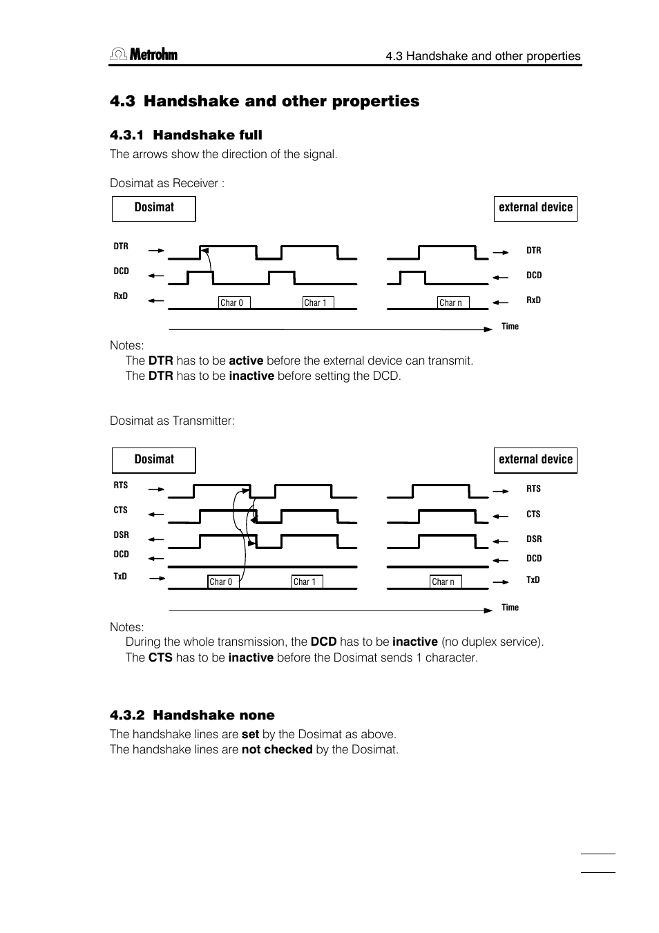 Handshake and other properties, Handshake full, Handshake none | 3 handshake and other properties, 1 handshake full, 2 handshake none | Metrohm 765 Dosimat User Manual | Page 49 / 66