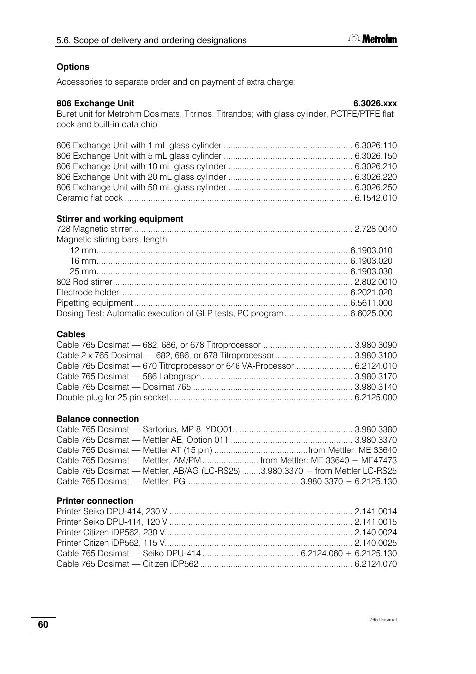 Metrohm 765 Dosimat User Manual | Page 64 / 66