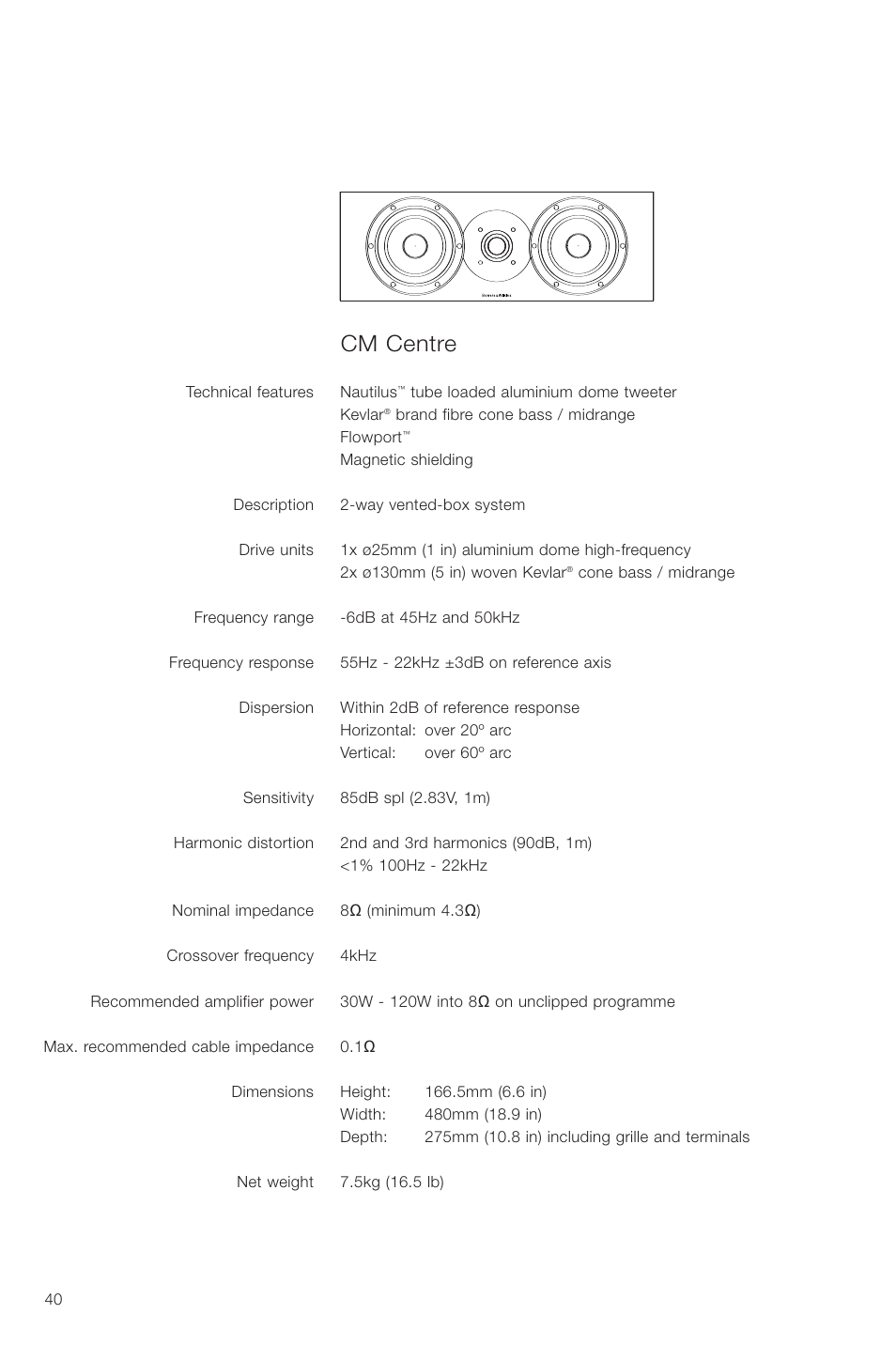 Cm centre | Bowers & Wilkins CM Center User Manual | Page 43 / 44