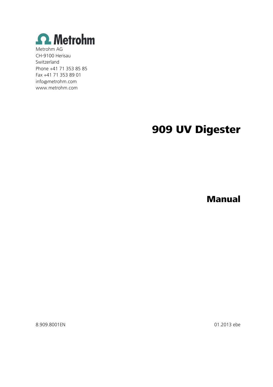 909 uv digester, Manual | Metrohm 909 UV Digester User Manual | Page 3 / 59