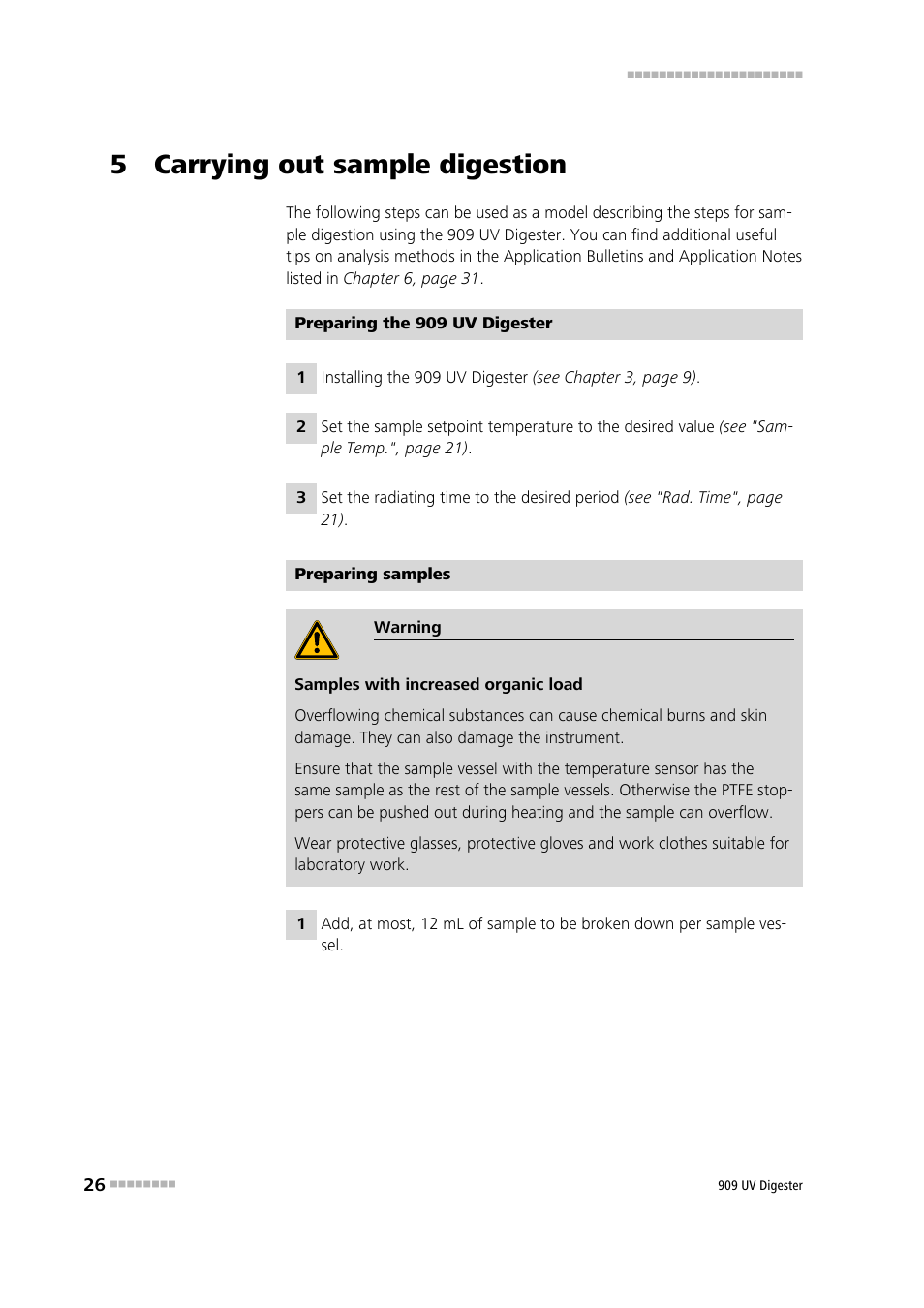 5 carrying out sample digestion | Metrohm 909 UV Digester User Manual | Page 34 / 59