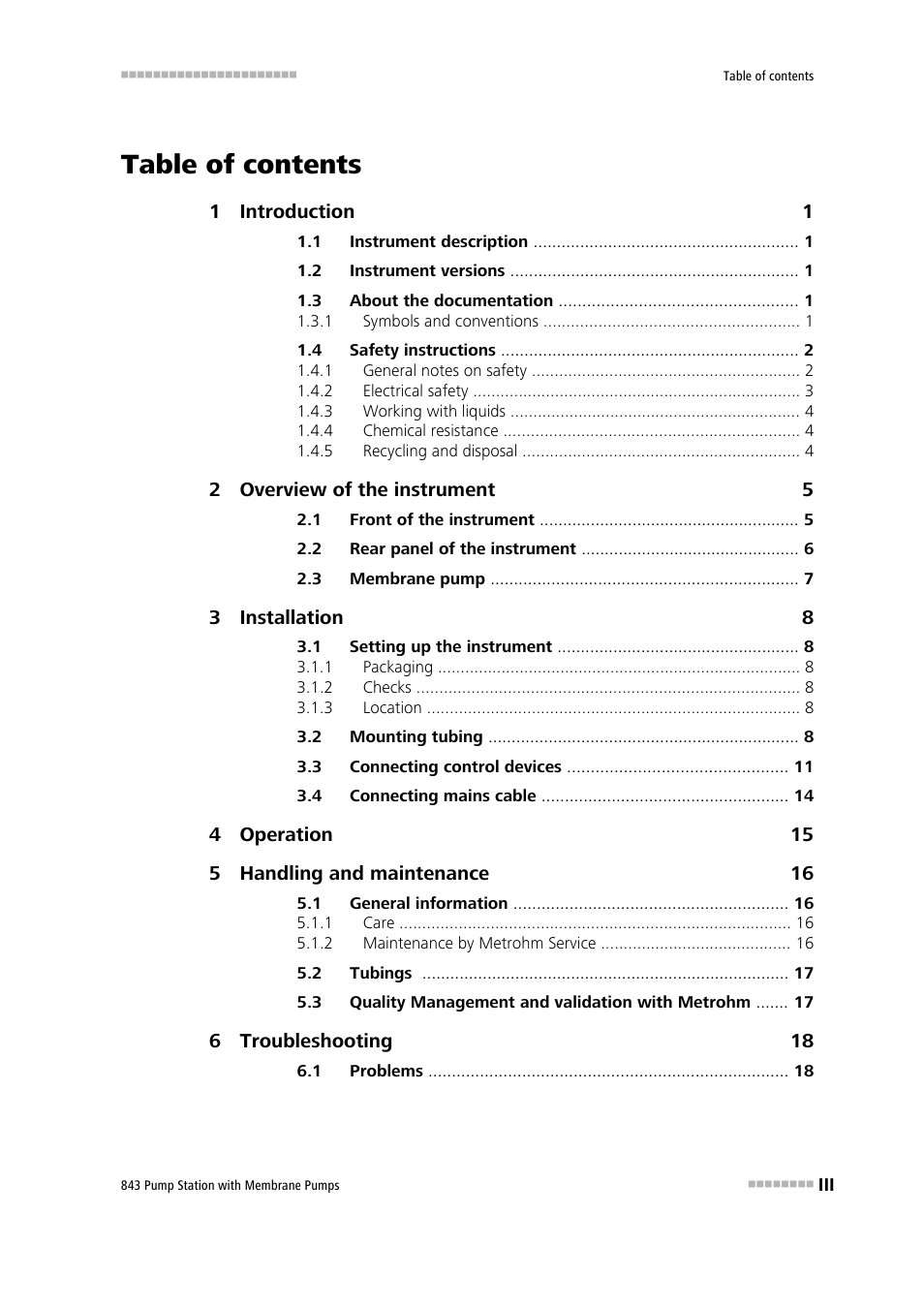 Metrohm 843 Pump Station with membrane pump User Manual | Page 5 / 47