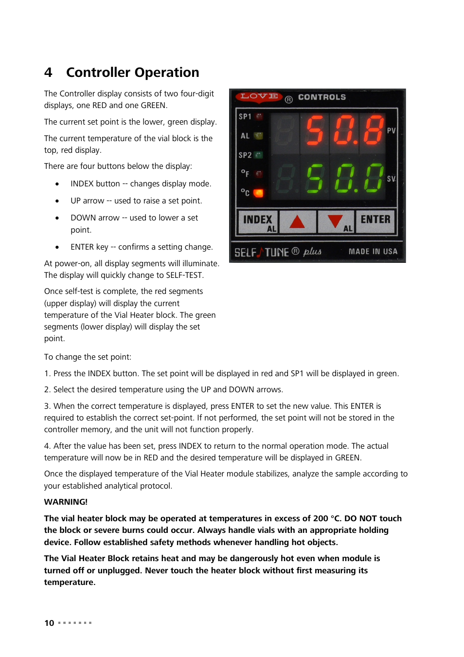 4 controller operation, Controller operation, 4controller operation | Metrohm 921 NIRS Vial Heater User Manual | Page 12 / 16