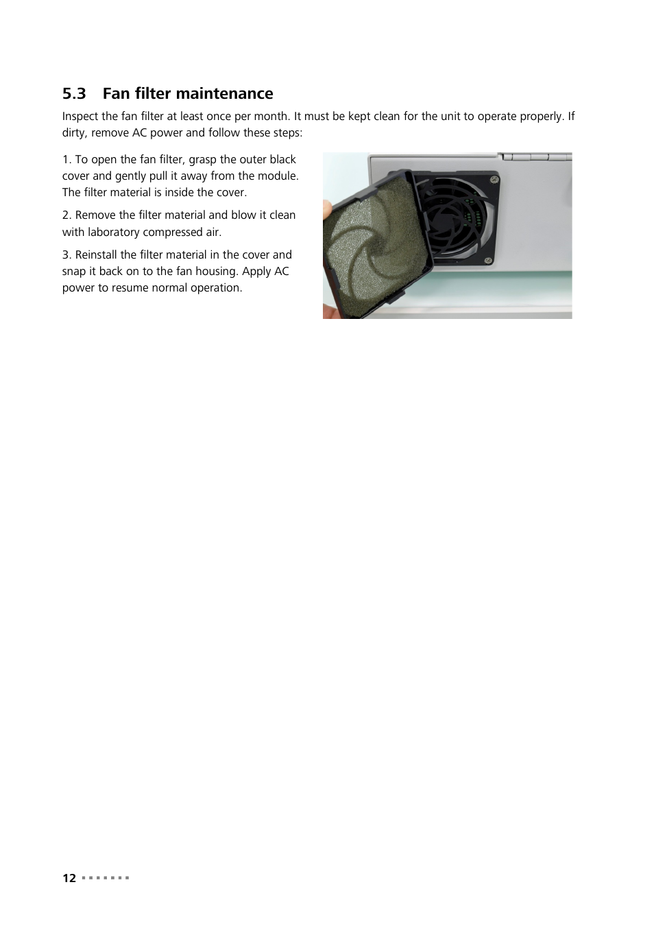 3 fan filter maintenance, Fan filter maintenance | Metrohm 921 NIRS Vial Heater User Manual | Page 14 / 16