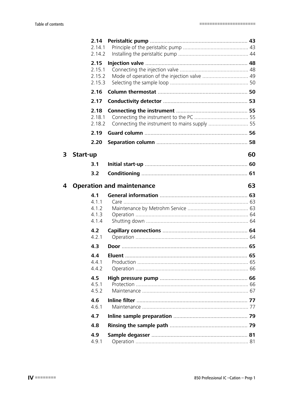 Metrohm 850 Professiona IC Cation Prep 1 User Manual | Page 6 / 127