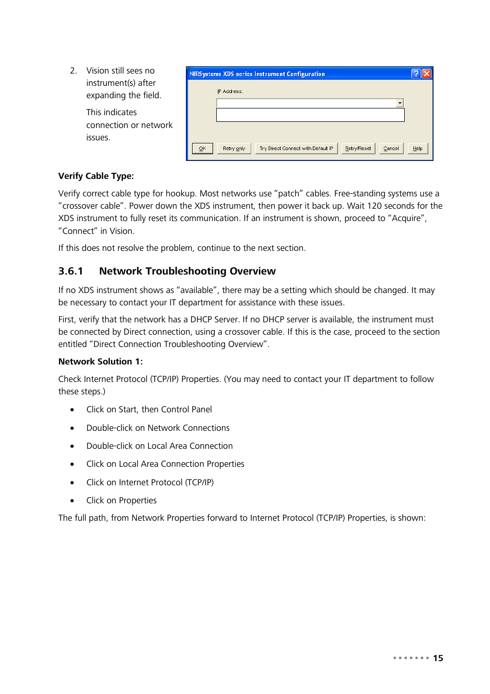 1 network troubleshooting overview, Network troubleshooting overview | Metrohm NIRS XDS RapidLiquid Analyzer User Manual | Page 17 / 85