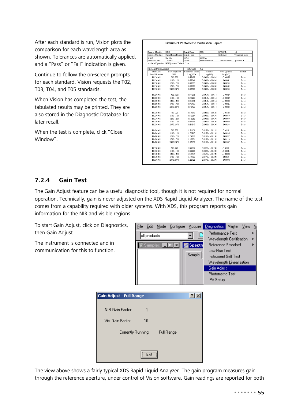 4 gain test, Gain test | Metrohm NIRS XDS RapidLiquid Analyzer User Manual | Page 57 / 85