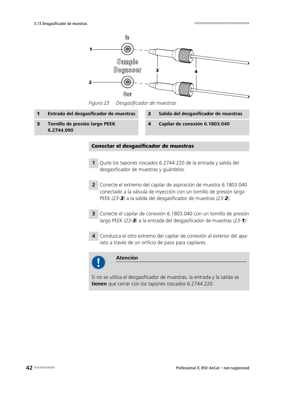 Figura 23, Desgasificador de muestras | Metrohm 850 Professional IC AnCat Nonsuppressed User Manual | Page 52 / 113