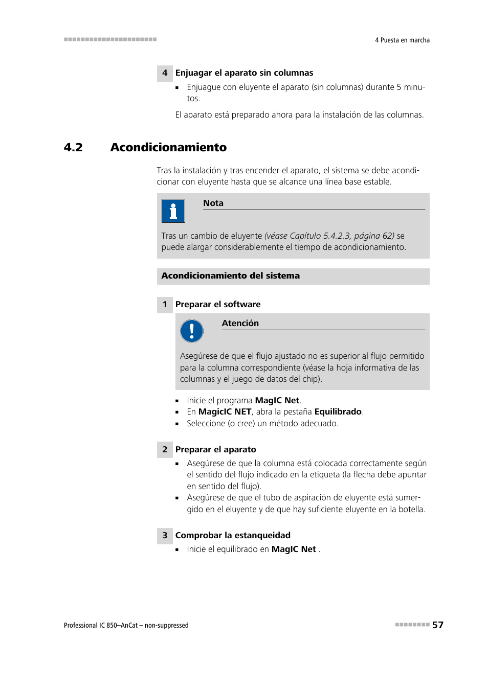 2 acondicionamiento, Acondicionamiento | Metrohm 850 Professional IC AnCat Nonsuppressed User Manual | Page 67 / 113