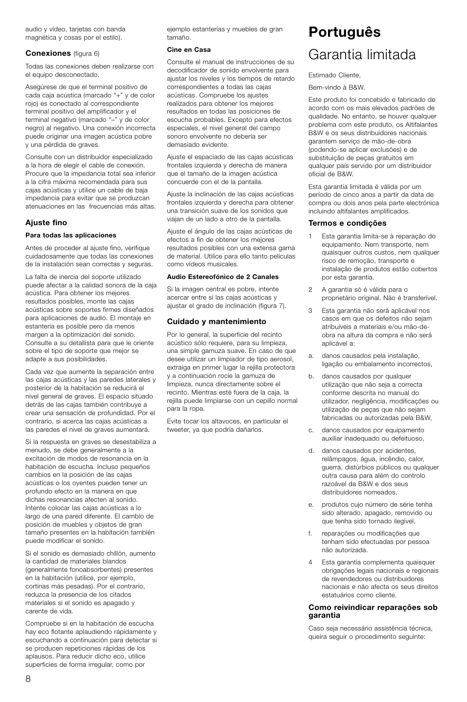 Português garantia limitada | Bowers & Wilkins LCR3 User Manual | Page 11 / 34