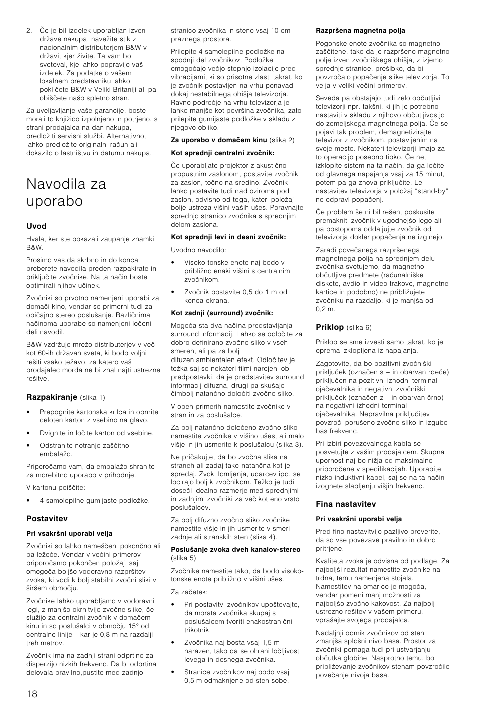 Navodila za uporabo | Bowers & Wilkins LCR3 User Manual | Page 21 / 34