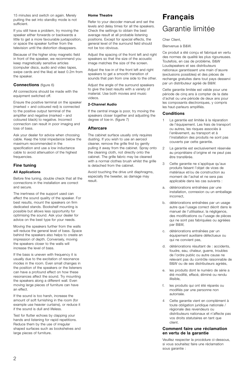 Français garantie limitée | Bowers & Wilkins LCR3 User Manual | Page 5 / 34