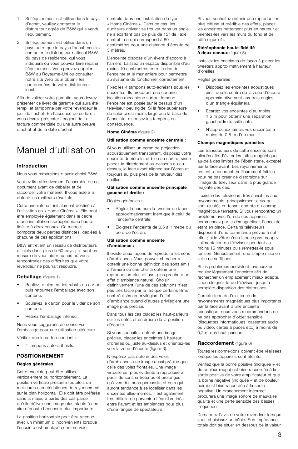 Manuel d’utilisation | Bowers & Wilkins LCR3 User Manual | Page 6 / 34