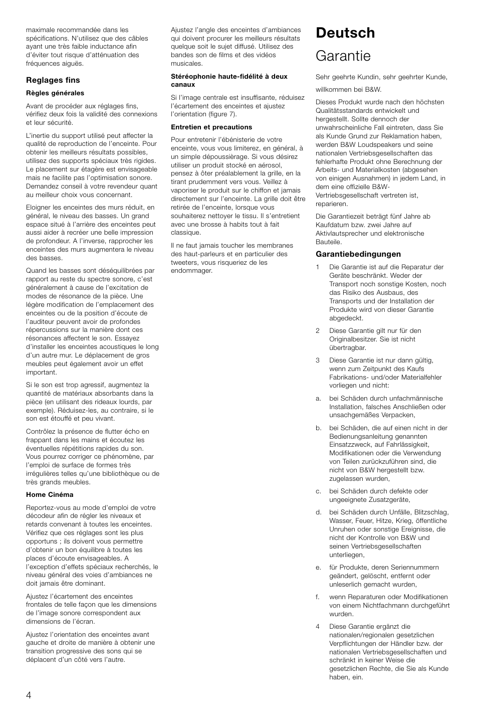 Deutsch garantie | Bowers & Wilkins LCR3 User Manual | Page 7 / 34