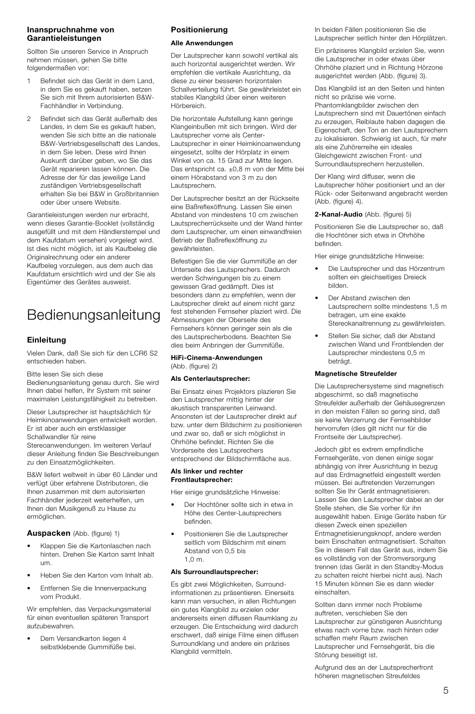 Bedienungsanleitung | Bowers & Wilkins LCR3 User Manual | Page 8 / 34
