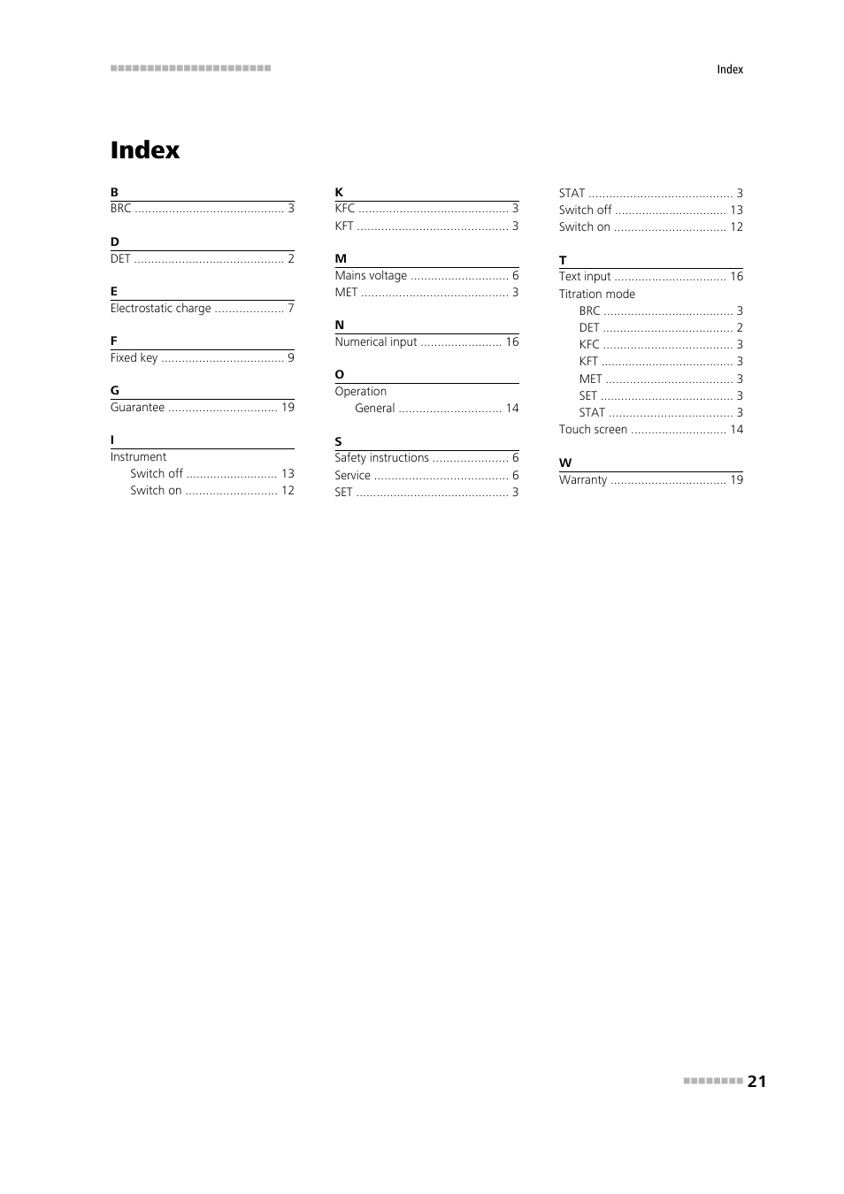 Index | Metrohm 900 Touch Control Short Instructions User Manual | Page 27 / 27