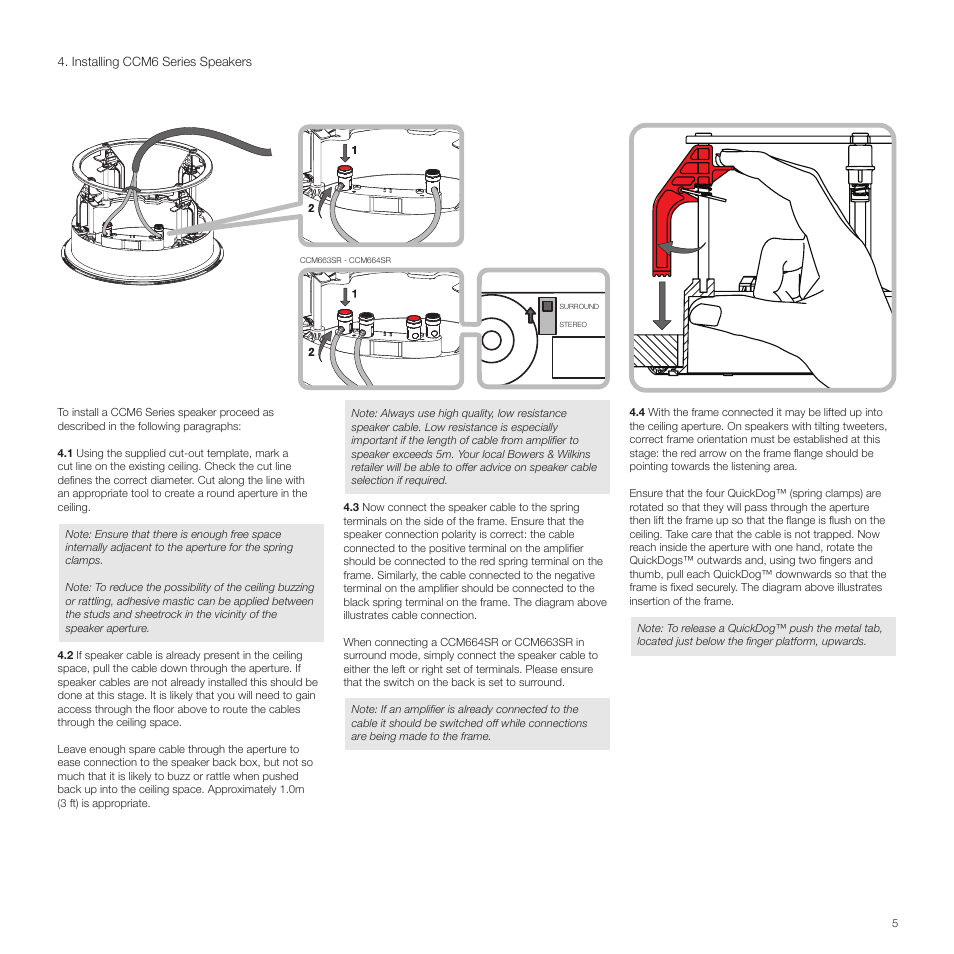 Installing ccm6 series speakers | Bowers & Wilkins CCM6 User Manual | Page 5 / 8