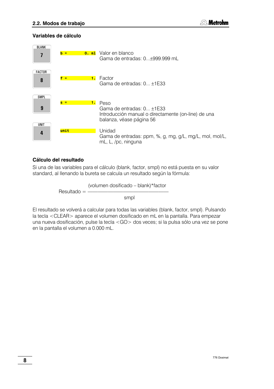 Metrohm 776 Dosimat User Manual | Page 12 / 42