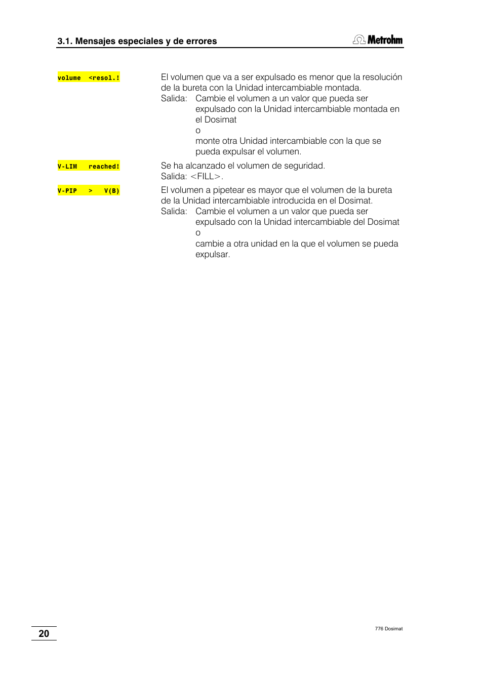 Metrohm 776 Dosimat User Manual | Page 24 / 42