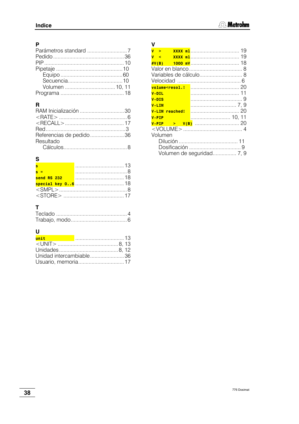 Metrohm 776 Dosimat User Manual | Page 42 / 42