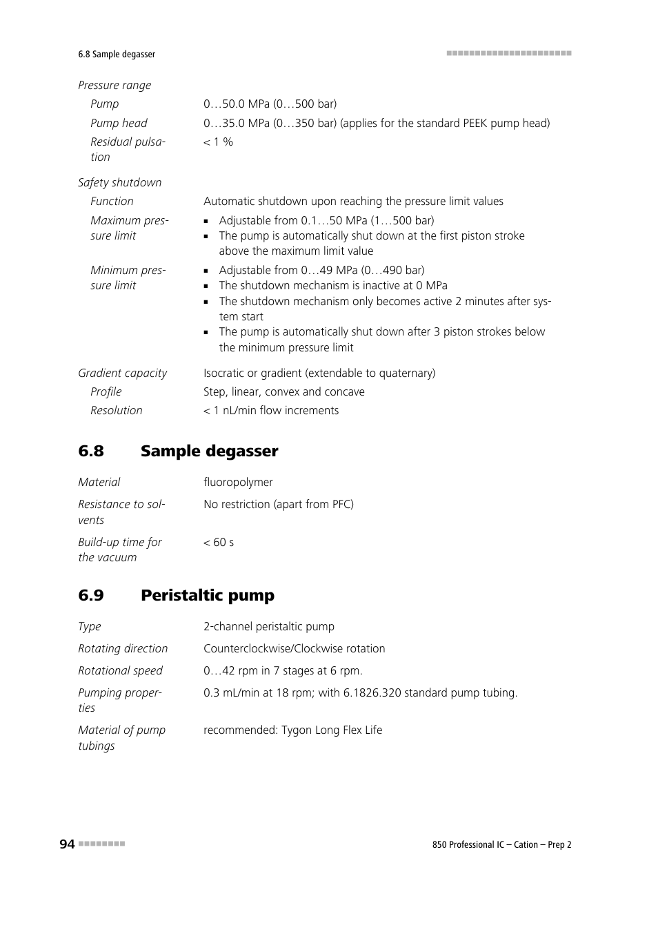 8 sample degasser, 9 peristaltic pump, Sample degasser | Peristaltic pump | Metrohm 850 Professional IC Cation - Prep 2 User Manual | Page 104 / 128